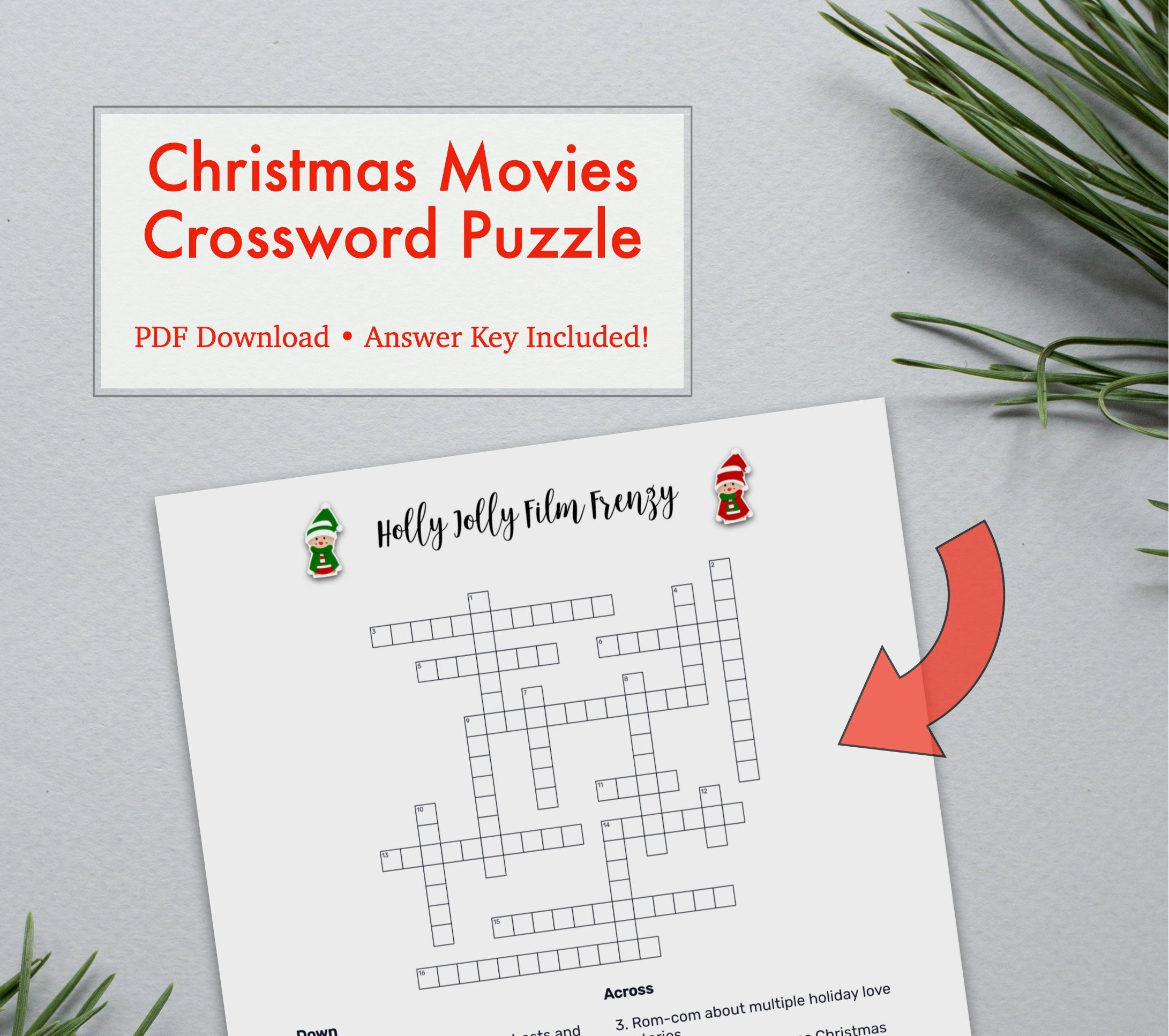 christmas movie crossword puzzle instant printable pdf download intended for christmas movies crossword puzzle Christmas Movie Crossword Puzzle, Instant Printable Pdf Download intended for Christmas Movies Crossword Puzzle