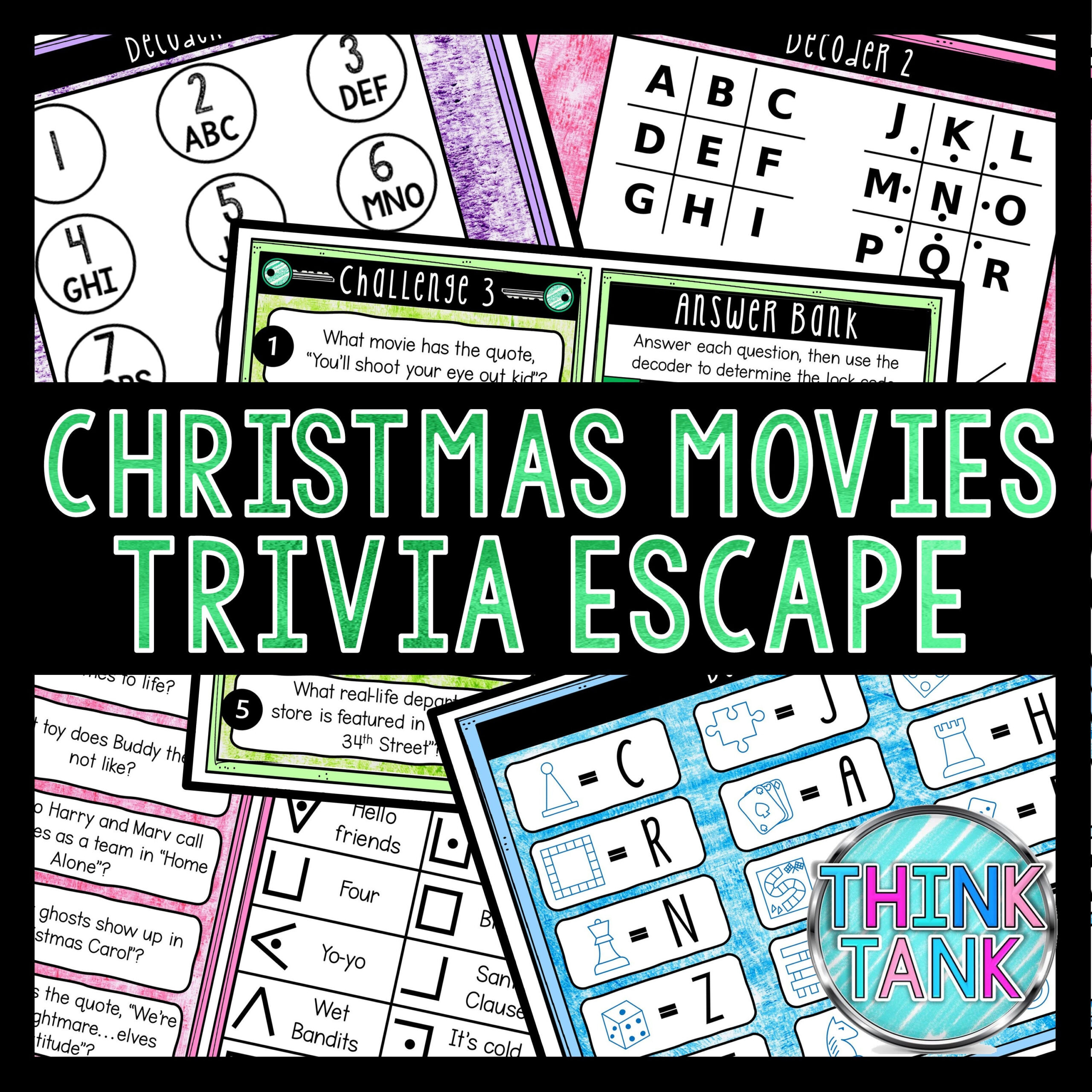 Christmas Movies Trivia Game, Escape Room For Kids, Printable throughout Props in Some Christmas Movies Crossword Clue
