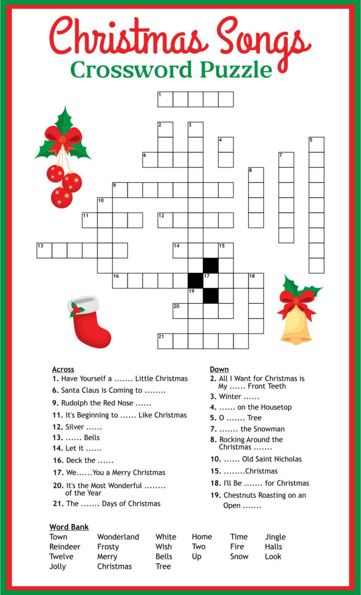 Popular Christmas Song Crossword Popular Christmas Song Crossword