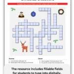 Christmas Vocabulary Crossword – Esl Christmas Crossword Puzzle For Christmas Material Crossword Clue