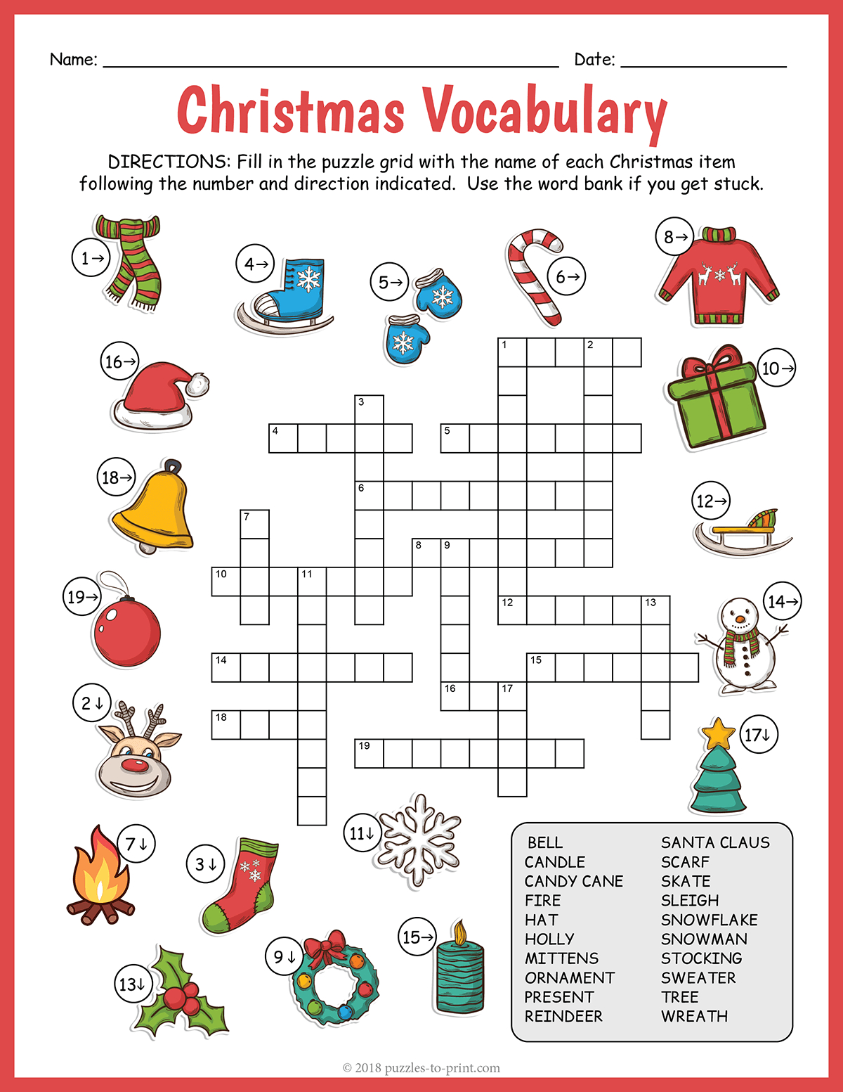christmas vocabulary image crossword inside christmas crossword to print Christmas Vocabulary Image Crossword inside Christmas Crossword to Print