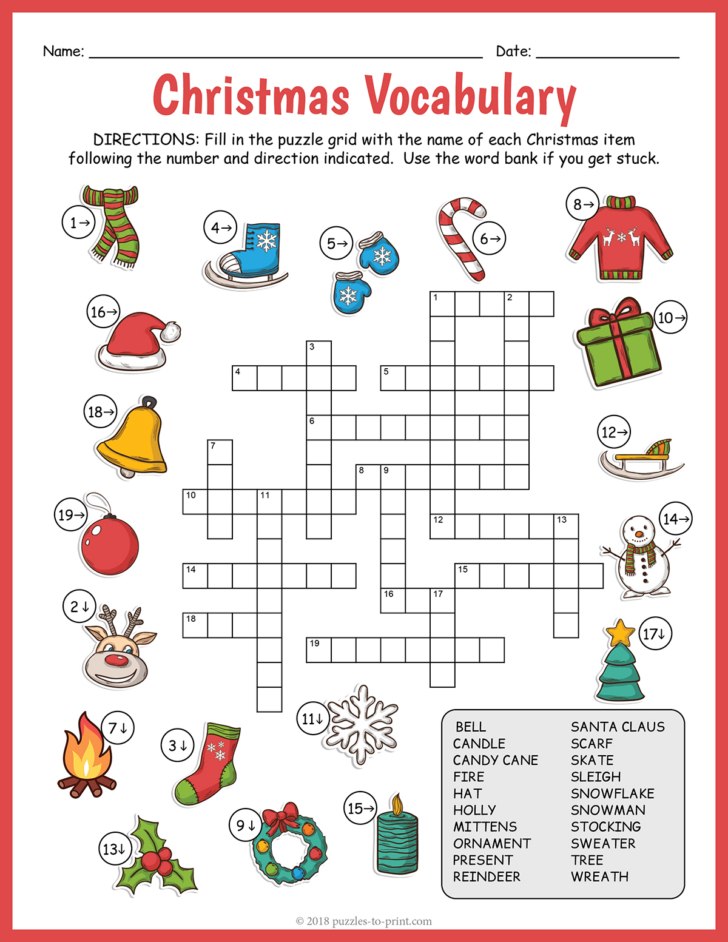 Free Printable Christmas Crossword Puzzle