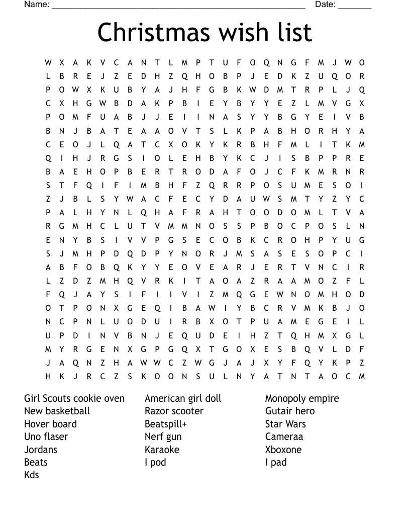 christmas wish list word search wordmint intended for like a christmas wish list crossword clue Christmas Wish List Word Search - Wordmint intended for Like a Christmas Wish List Crossword Clue