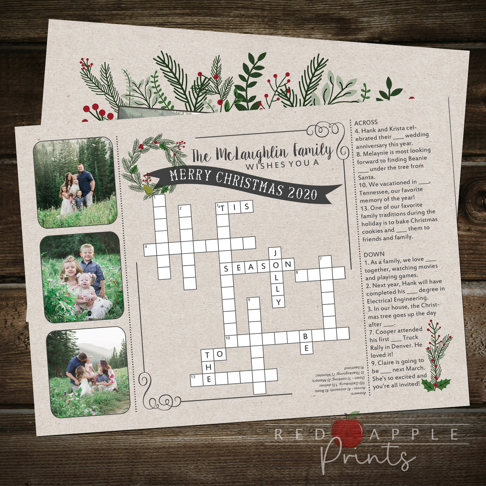 crossword puzzle christmas card etsy with words on a christmas card crossword Crossword Puzzle Christmas Card - Etsy with Words On A Christmas Card Crossword