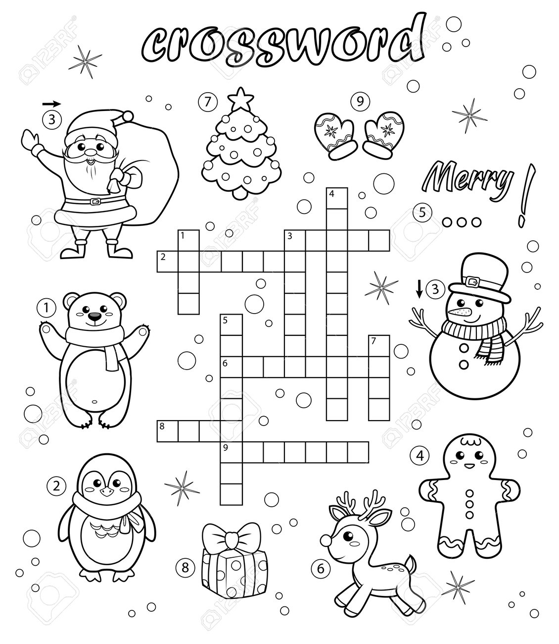 Crossword Puzzle Game Of Christmas And New Year Theme. Black And within Christmas Symbol Crossword Clue