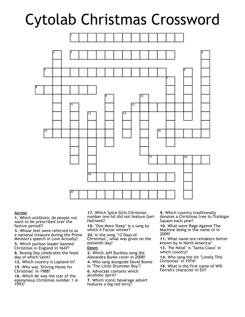 cytolab christmas crossword wordmint for feature of christmas crossword Cytolab Christmas Crossword - Wordmint for Feature Of Christmas Crossword