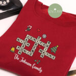 Family Crossword Christmas Embroidered Sweatshirt, Scrabble Intended For Tiny Bells Added To A Christmas Sweater Crossword