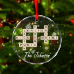 Family Crossword Christmas Ornament, Scrabble Personalized Within Shapes Of Many Christmas Ornaments Crossword Clue