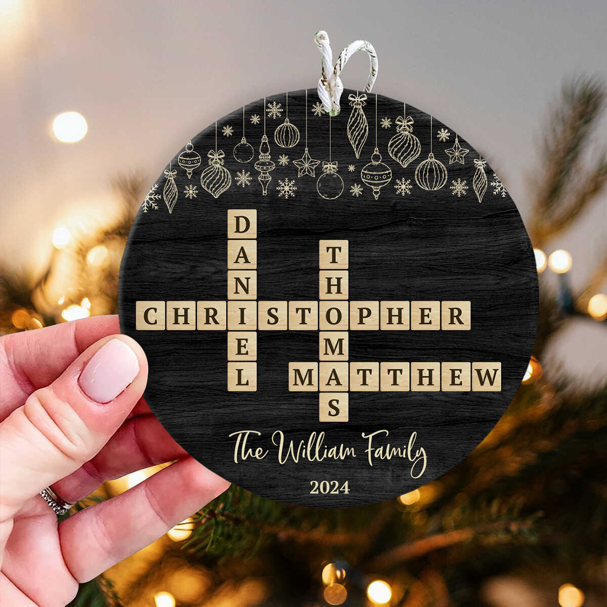 Family Crossword Puzzle Ornament, Custom Family Member Name inside Popular Christmas Ornament For One Crossword Clue