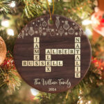Family Crossword Puzzle Ornament, Custom Family Member Name With Popular Christmas Ornament For One Crossword Clue