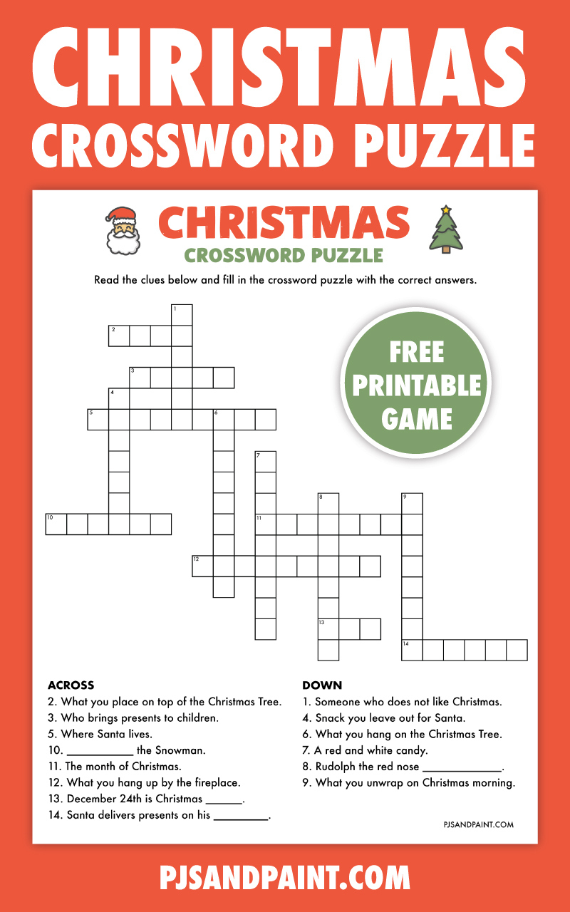 free printable christmas crossword puzzle pjs and paint intended for christmas crossword puzzle printable Free Printable Christmas Crossword Puzzle - Pjs And Paint intended for Christmas Crossword Puzzle Printable