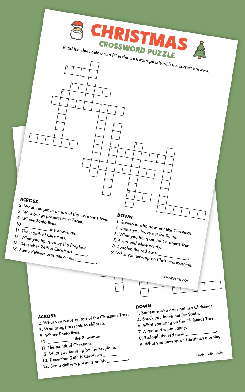free printable christmas crossword puzzle pjs and paint throughout crayola christmas crossword answers Free Printable Christmas Crossword Puzzle - Pjs And Paint throughout Crayola Christmas Crossword Answers