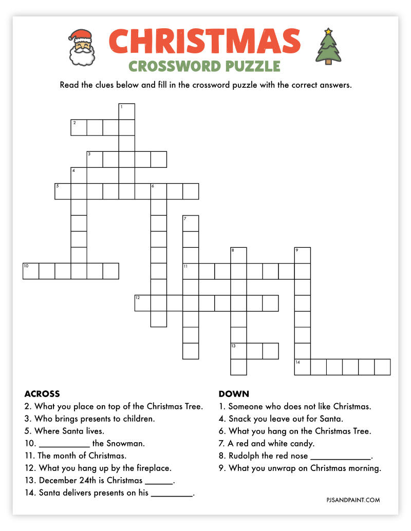 free printable christmas crossword puzzle pjs and paint with regard to crayola christmas crossword answers Free Printable Christmas Crossword Puzzle - Pjs And Paint with regard to Crayola Christmas Crossword Answers