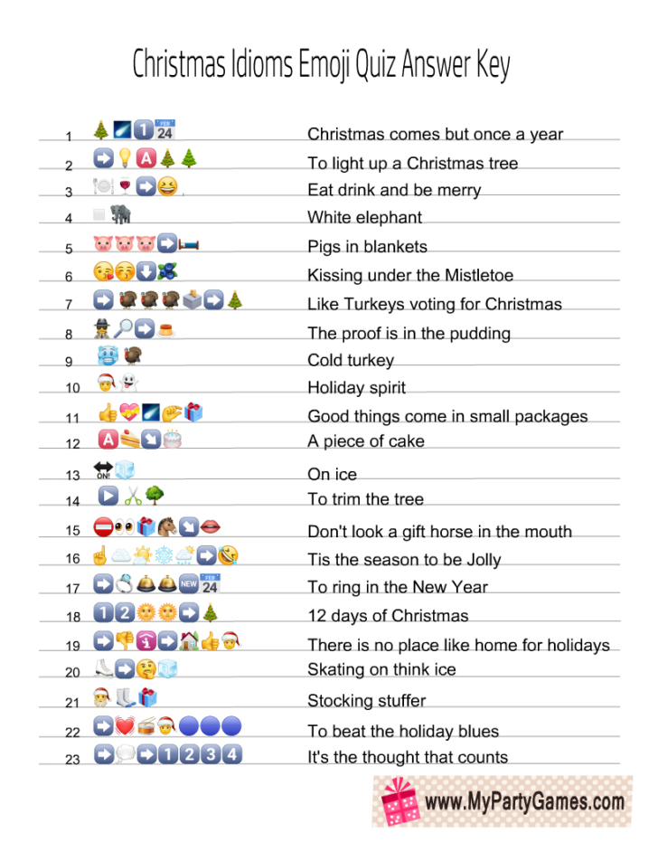 Christmas Idioms Crossword Puzzle