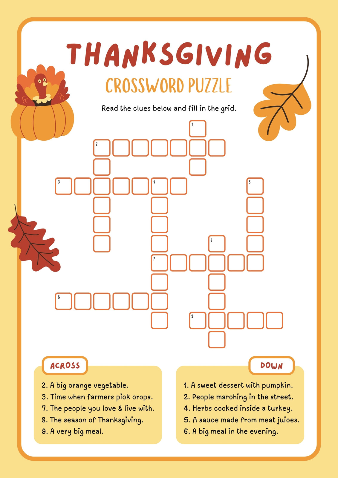 free printable thanksgiving worksheet templates canva for blank log christmas dessert crossword Free Printable Thanksgiving Worksheet Templates | Canva for Blank Log Christmas Dessert Crossword