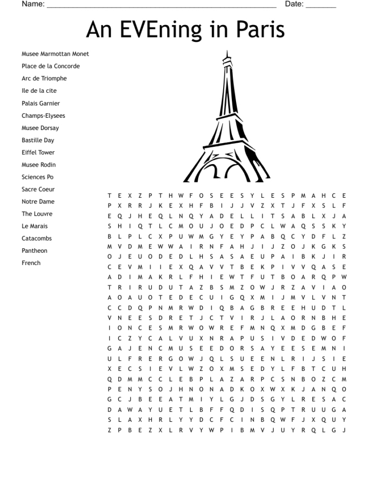 Christmas in Paris Crossword
