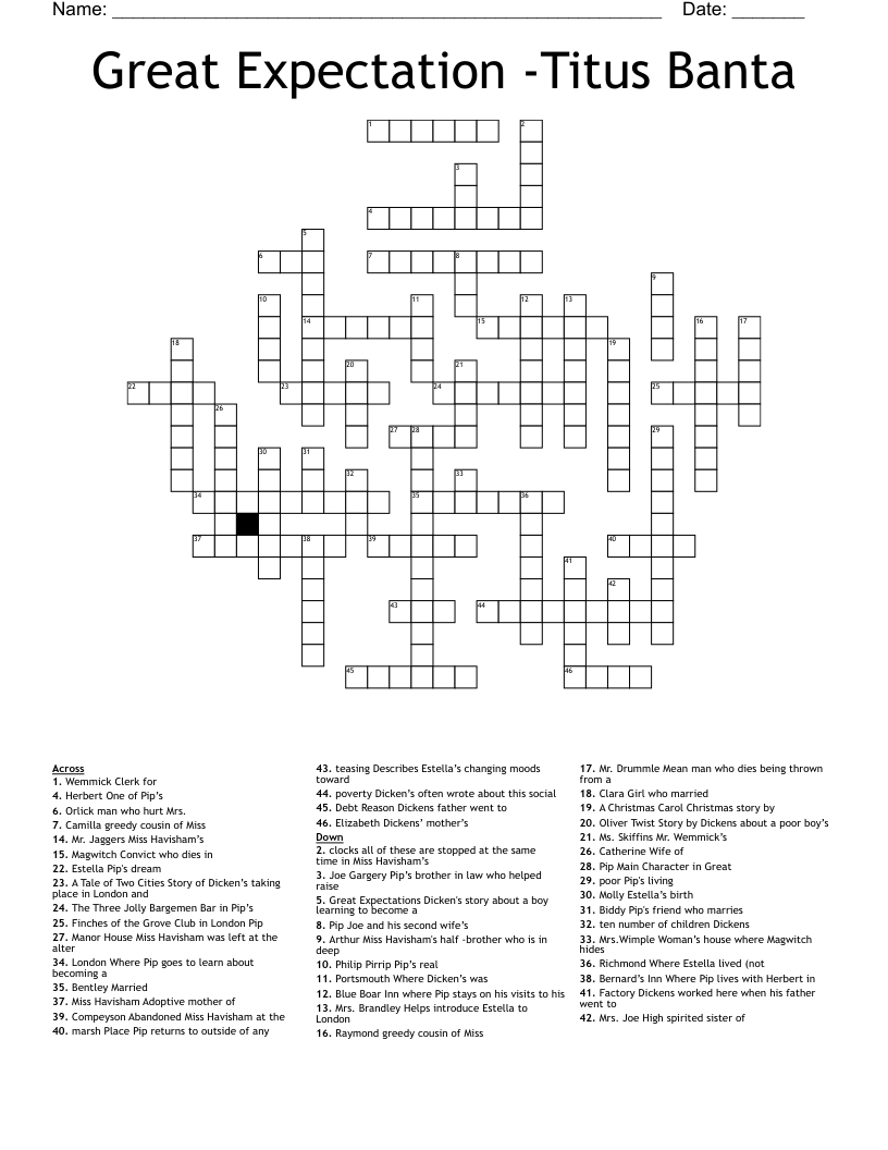 great expectation titus banta crossword wordmint regarding a christmas story best lines crossword answers Great Expectation -Titus Banta Crossword - Wordmint regarding A Christmas Story Best Lines Crossword Answers