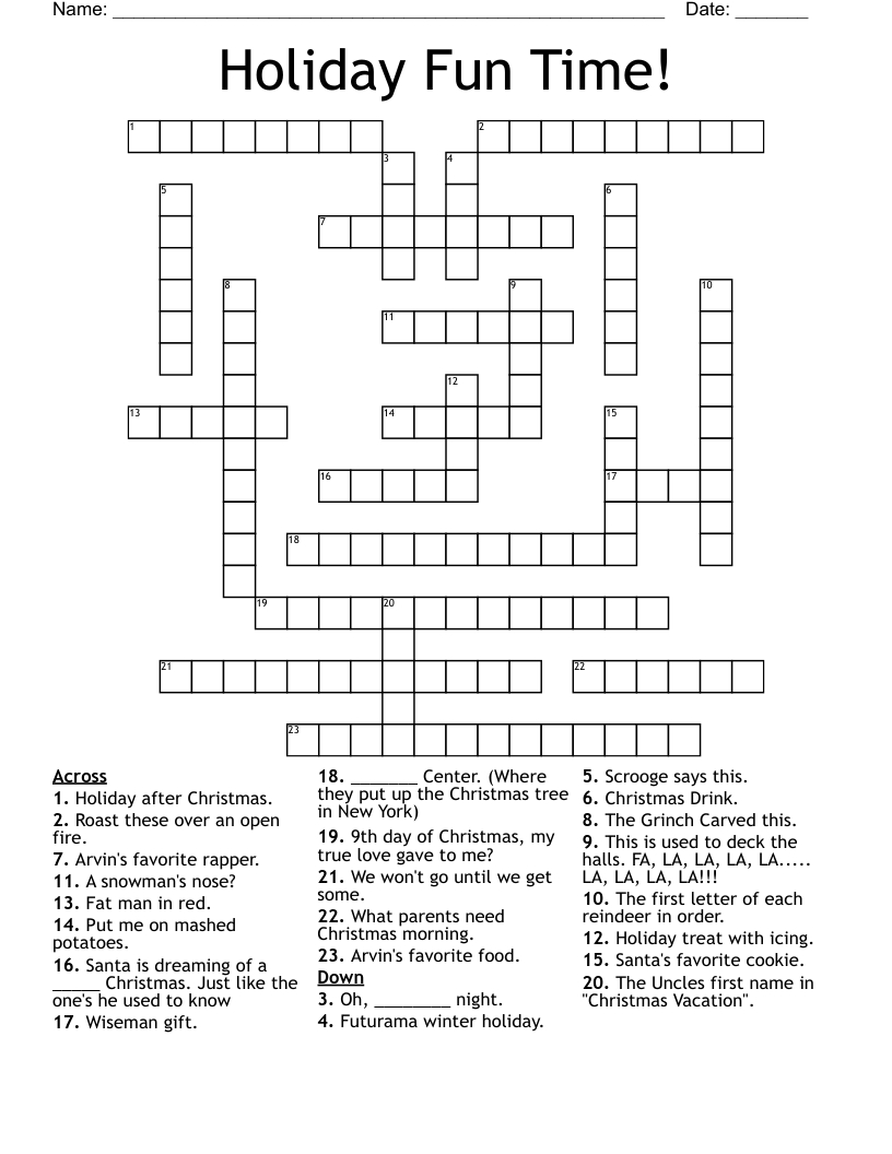 holiday fun time crossword wordmint in christmas morning activity crossword Holiday Fun Time! Crossword - Wordmint in Christmas Morning Activity Crossword