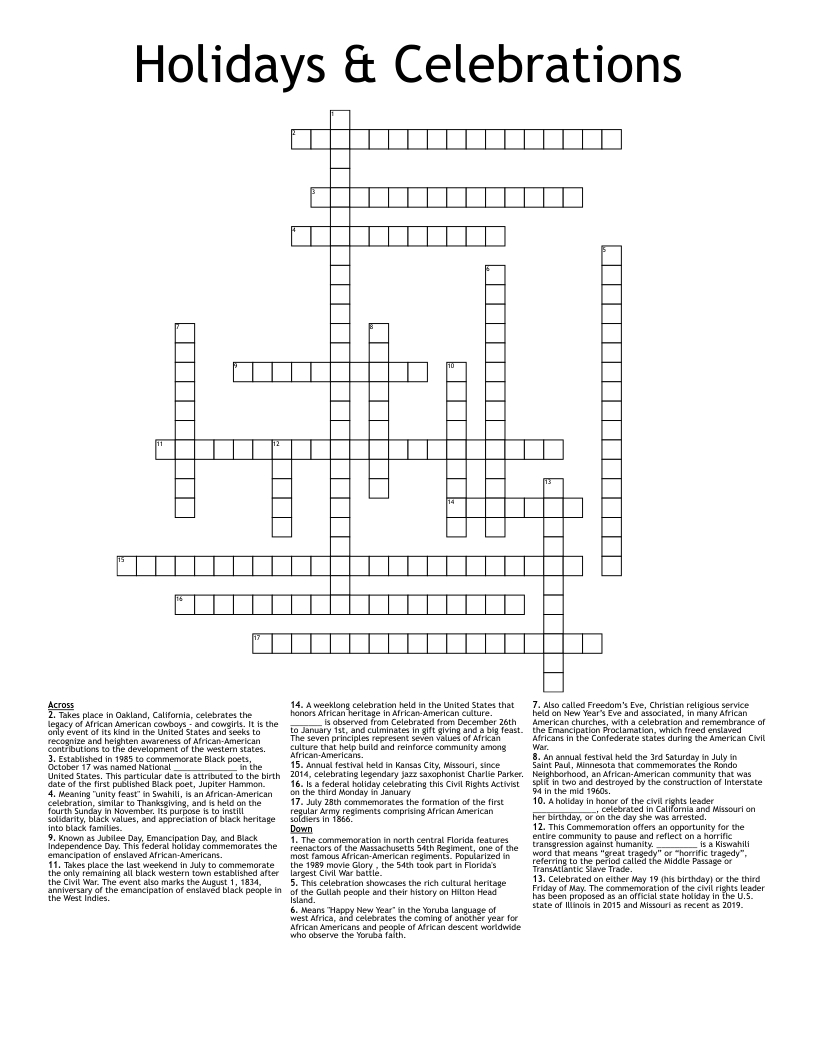 holidays celebrations crossword wordmint regarding 12 days of christmas musicians crossword clue Holidays & Celebrations Crossword - Wordmint regarding 12 Days Of Christmas Musicians Crossword Clue