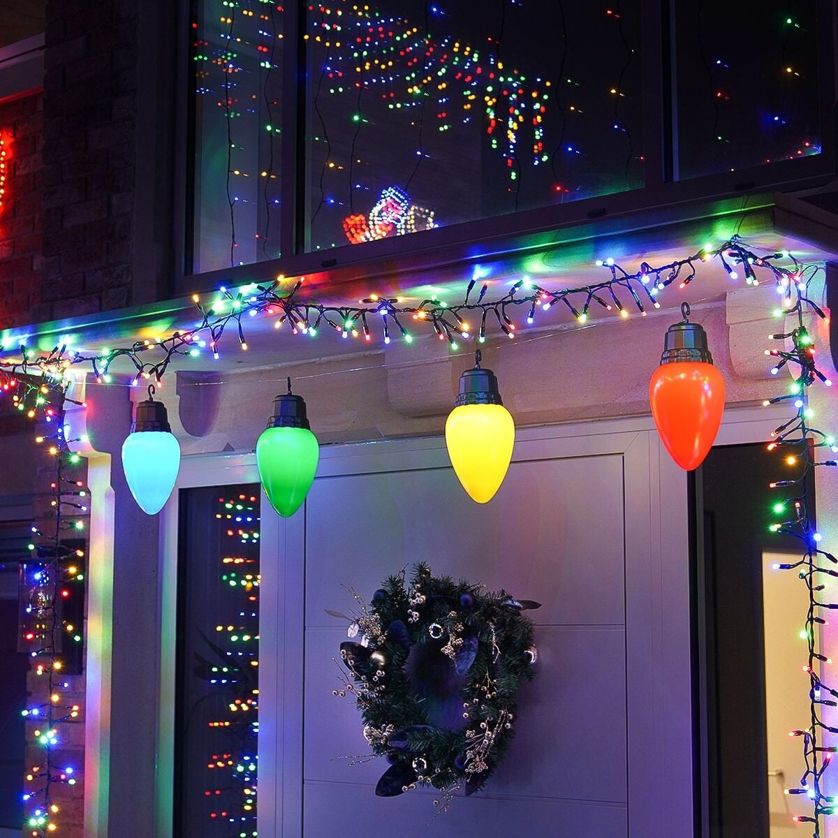 indoor outdoor set of 4 battery powered large cone bauble bulb within bulbs in many christmas lights crossword Indoor & Outdoor Set Of 4 Battery Powered Large Cone Bauble Bulb within Bulbs In Many Christmas Lights Crossword