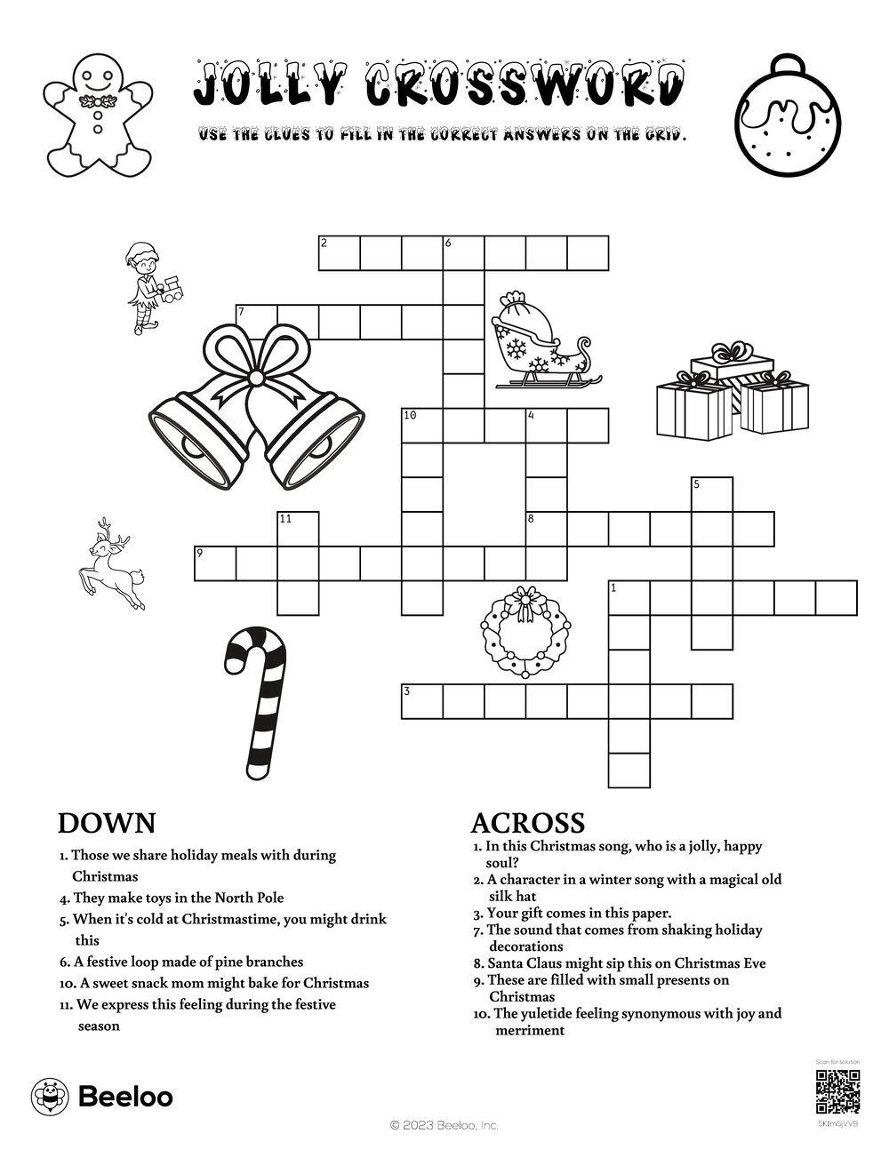 Jolly Crossword • Beeloo Printable Crafts And Activities For Kids in Traditional Christmas Drink Crossword