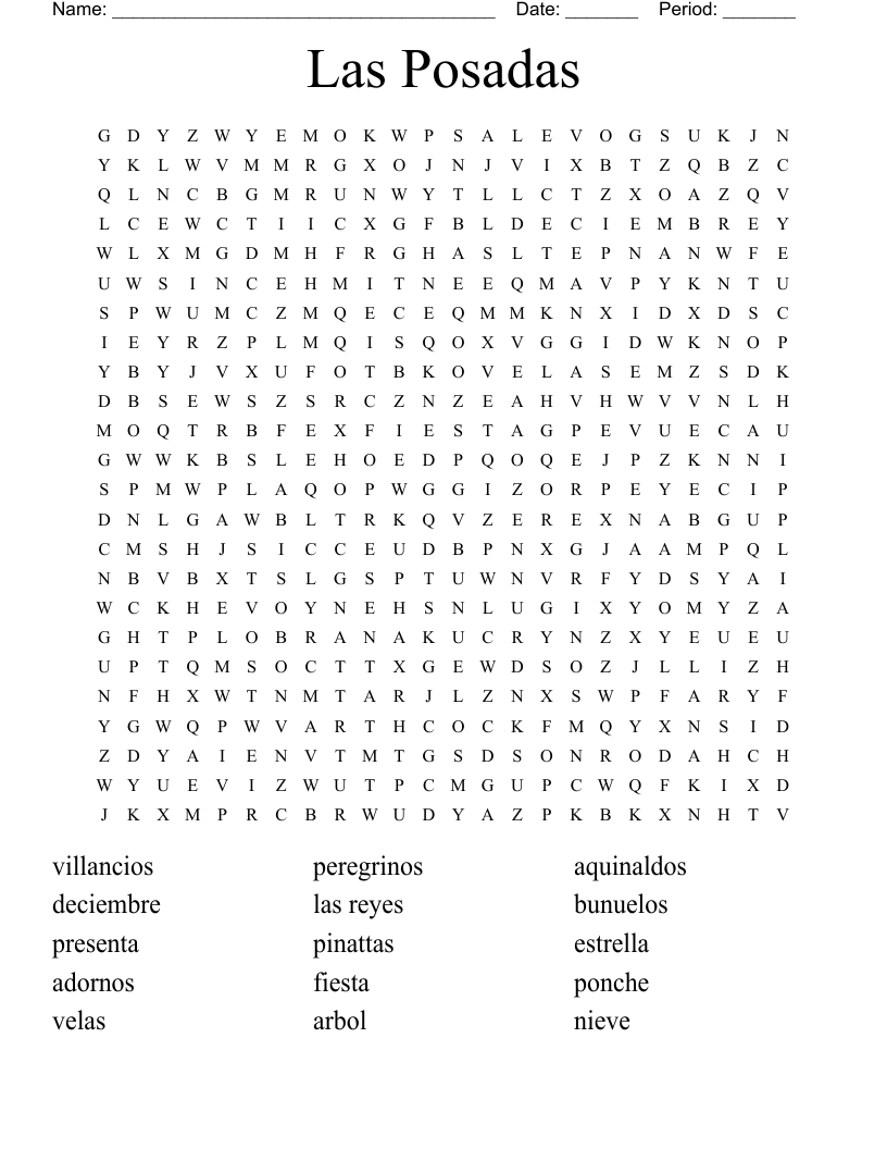 las posadas word search wordmint for posadas christmas tradition crossword Las Posadas Word Search - Wordmint for Posadas Christmas Tradition Crossword
