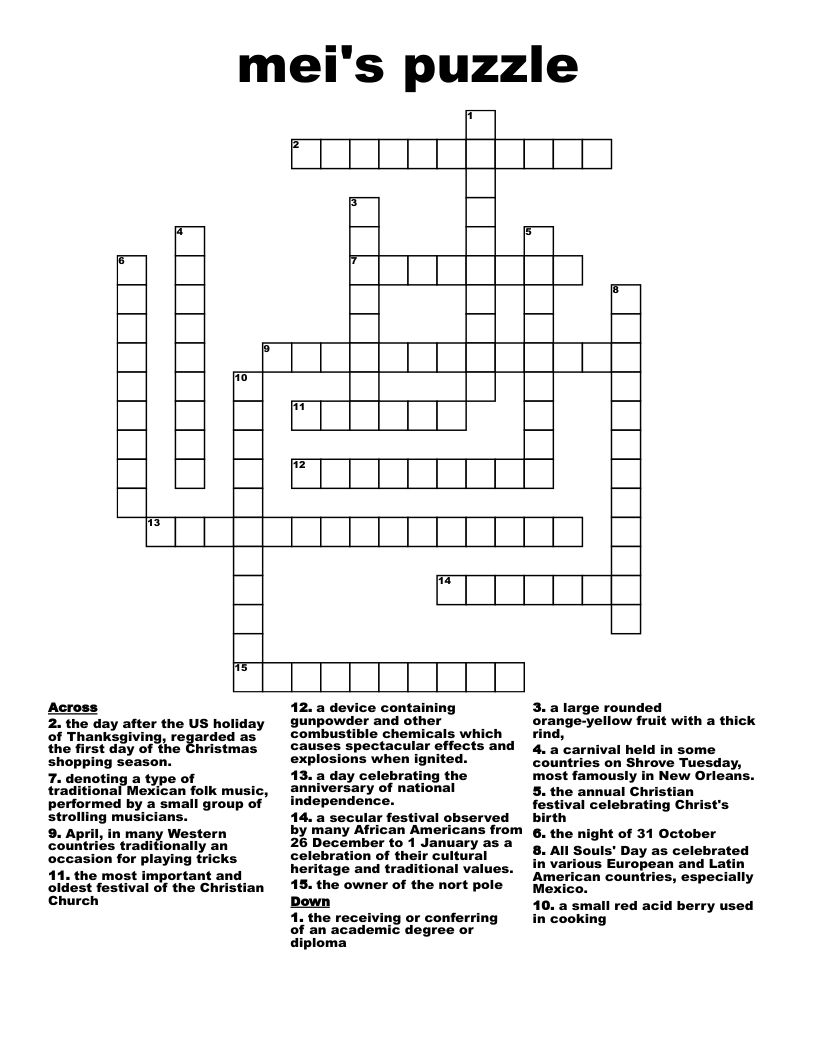 meis puzzle crossword wordmint regarding the 12 days of christmas musicians crossword Mei'S Puzzle Crossword - Wordmint regarding The 12 Days of Christmas Musicians Crossword