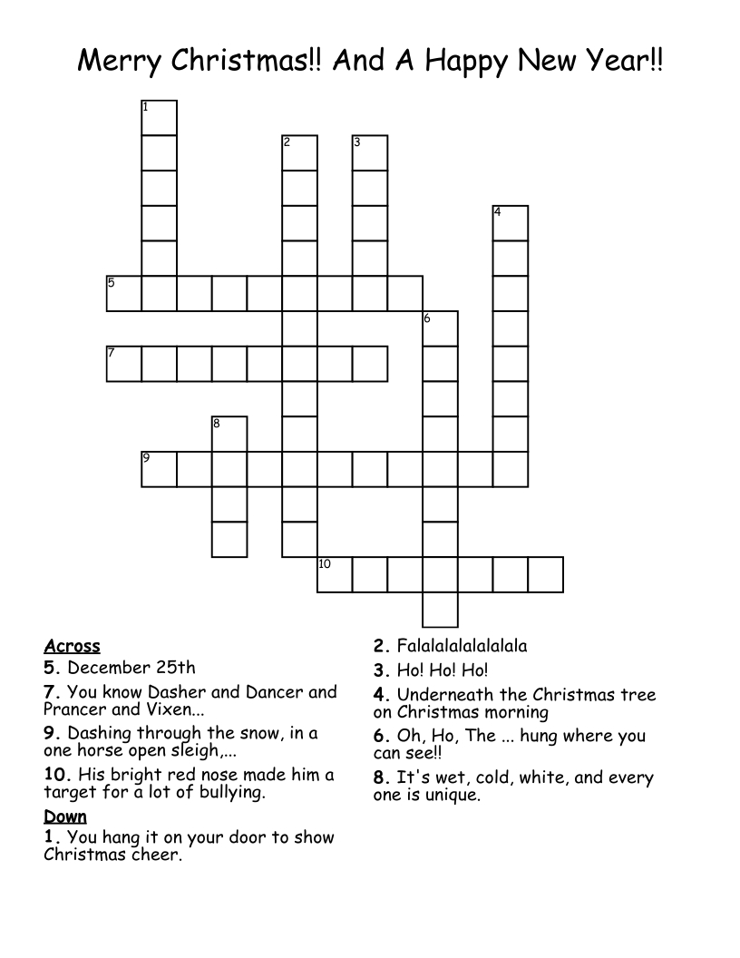 merry christmas and a happy new year crossword wordmint within christmas crossword middle school Merry Christmas!! And A Happy New Year!! Crossword - Wordmint within Christmas Crossword Middle School