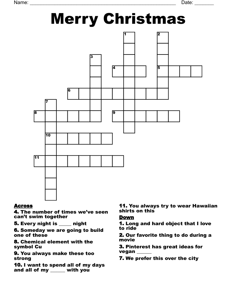 Merry Christmas Crossword - Wordmint regarding Christmas Symbol Crossword Clue