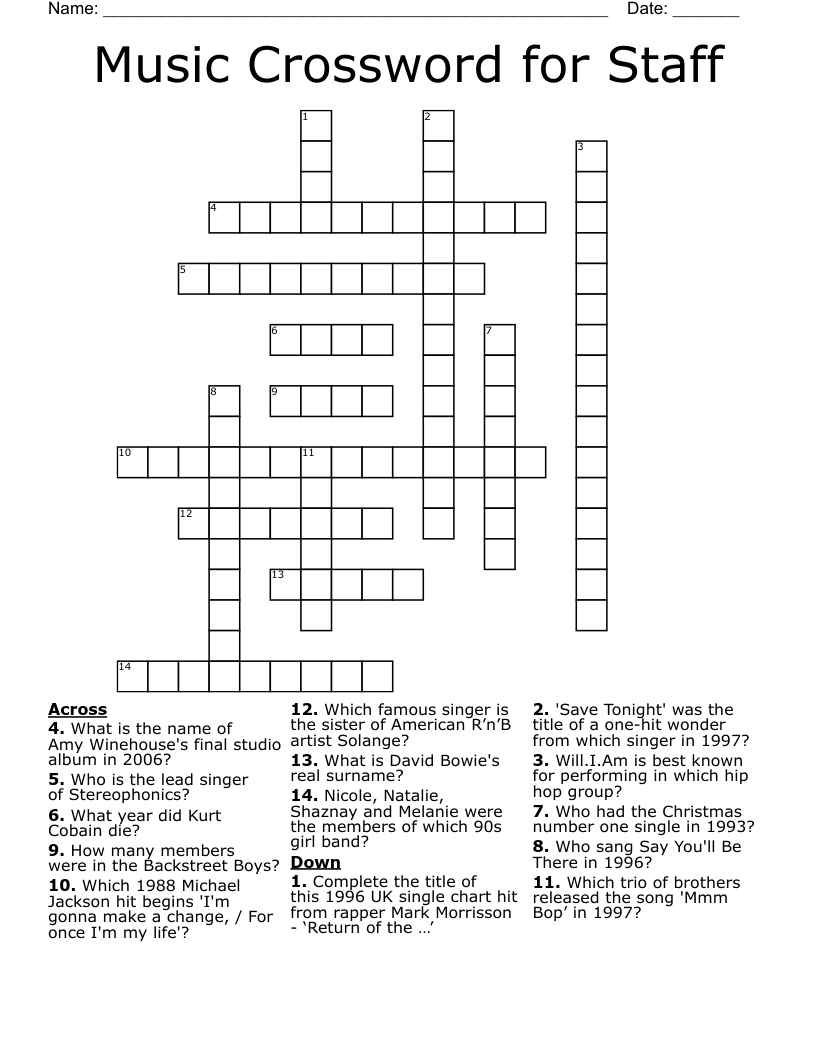 music crossword for staff wordmint pertaining to one of a christmas trio crossword Music Crossword For Staff - Wordmint pertaining to One of a Christmas Trio Crossword