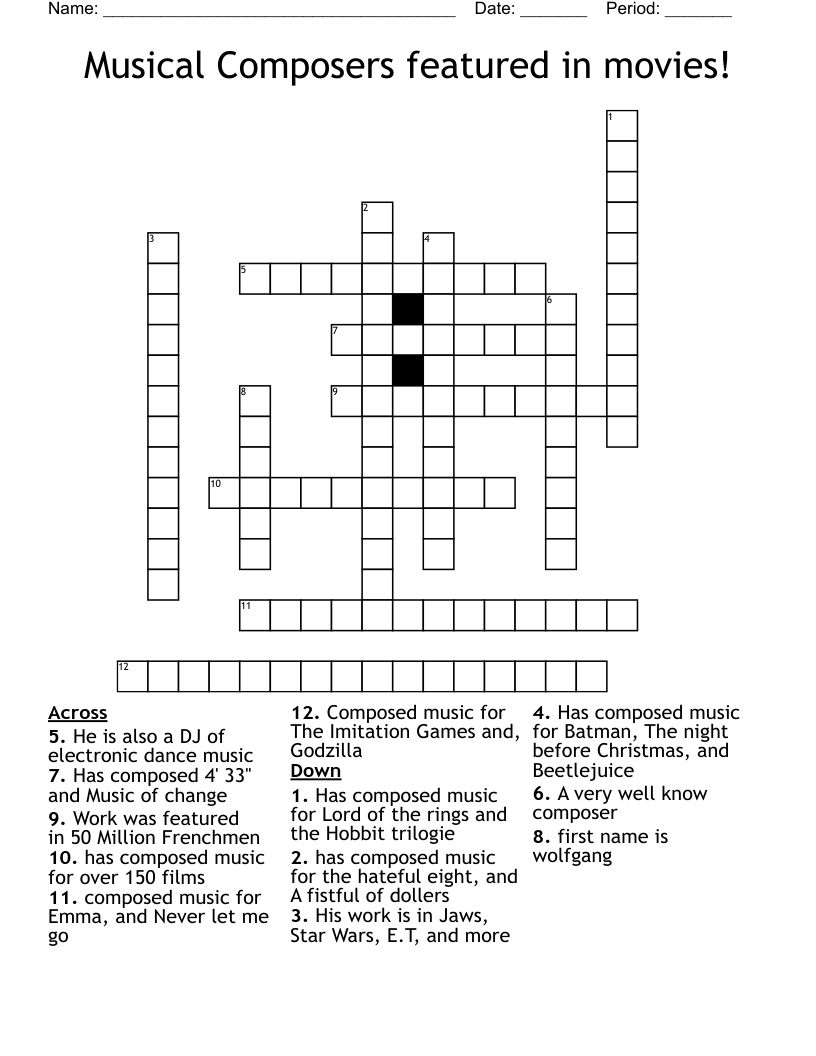 musical composers featured in movies crossword wordmint regarding white christmas composer crossword clue Musical Composers Featured In Movies! Crossword - Wordmint regarding White Christmas Composer Crossword Clue