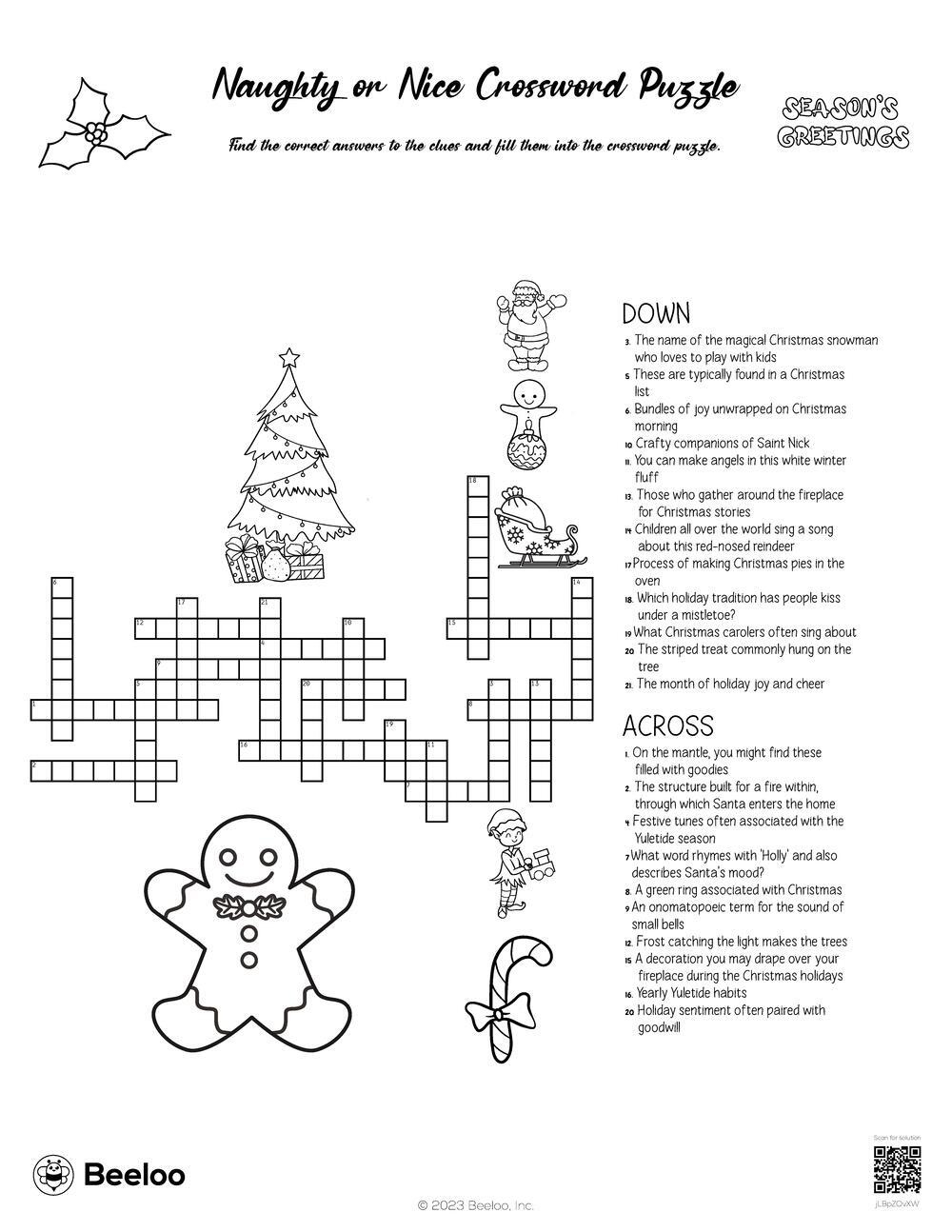 naughty or nice crossword puzzle beeloo printable crafts and inside christmas song crossword Naughty Or Nice Crossword Puzzle • Beeloo Printable Crafts And inside Christmas Song Crossword