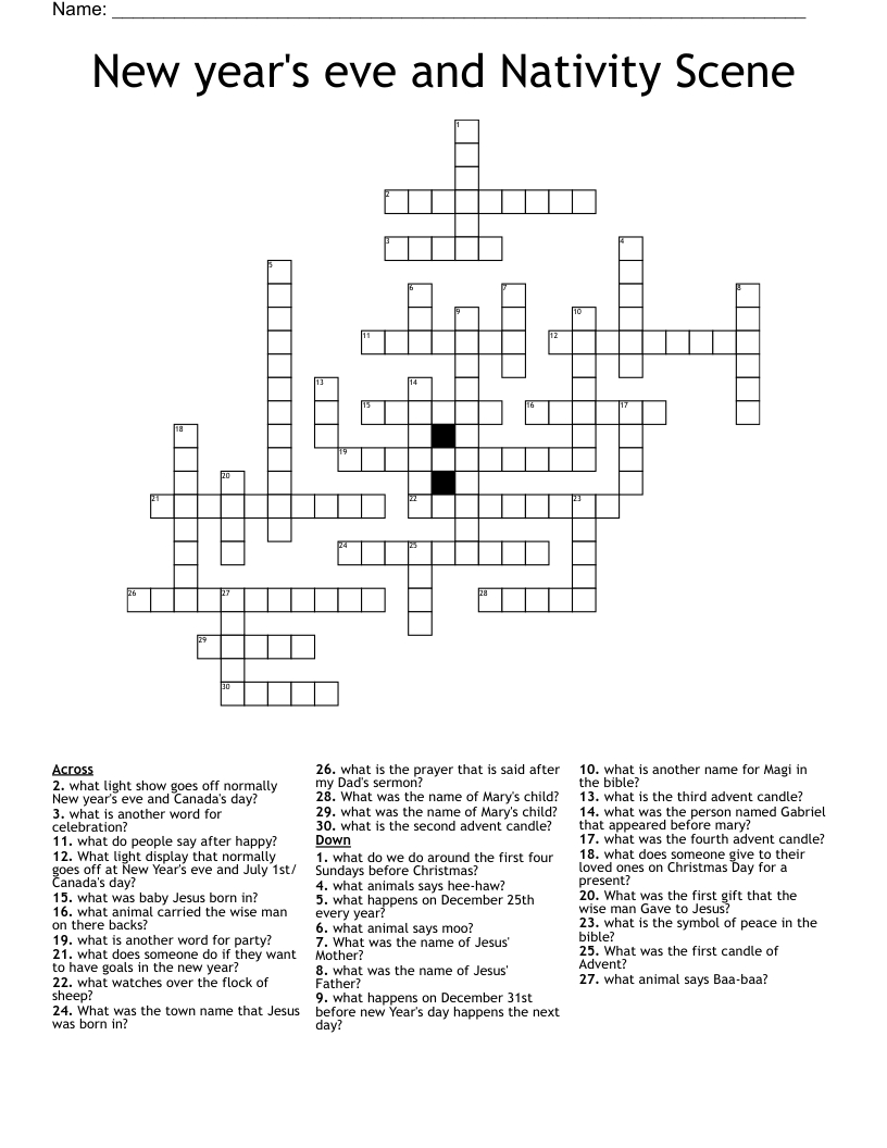 new years eve and nativity scene crossword wordmint for christmas nativity display crossword New Year'S Eve And Nativity Scene Crossword - Wordmint for Christmas Nativity Display Crossword