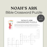 Noah'S Ark Activity For Youth,Bible Crossword Puzzle,Bible Study Pertaining To Prize In A Christmas Story Crossword Clue