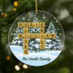 Personalised Acrylic Christmas Crossword Puzzle Ornament For Family Pertaining To Christmas Ornament Crossword Clue