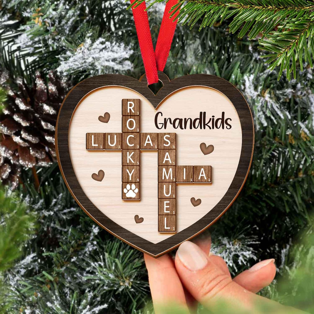 personalized crossword ornament custom grandkids ornament in shapes of many christmas ornaments crossword Personalized Crossword Ornament, Custom Grandkids Ornament in Shapes of Many Christmas Ornaments Crossword