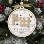 Personalized Family Crossword Wooden Ornament For Christmas Tree With Spherical Christmas Tree Ornament Crossword Clue