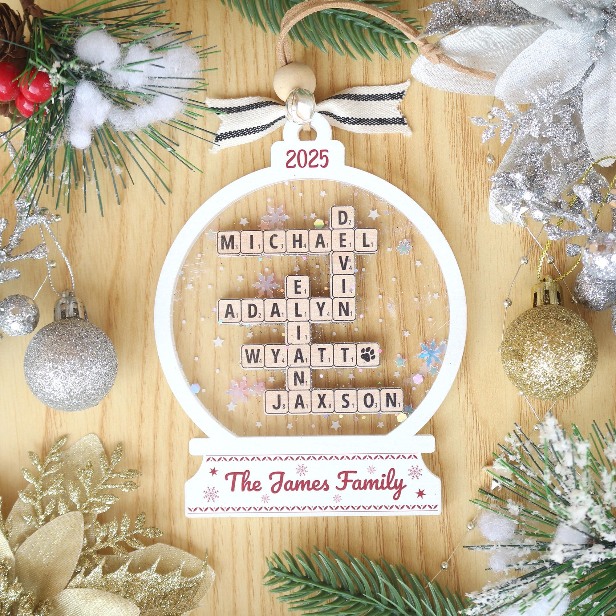 personalized family name scrabble christmas ornament acrylic in edible christmas ornament crossword Personalized Family Name Scrabble Christmas Ornament: Acrylic in Edible Christmas Ornament Crossword