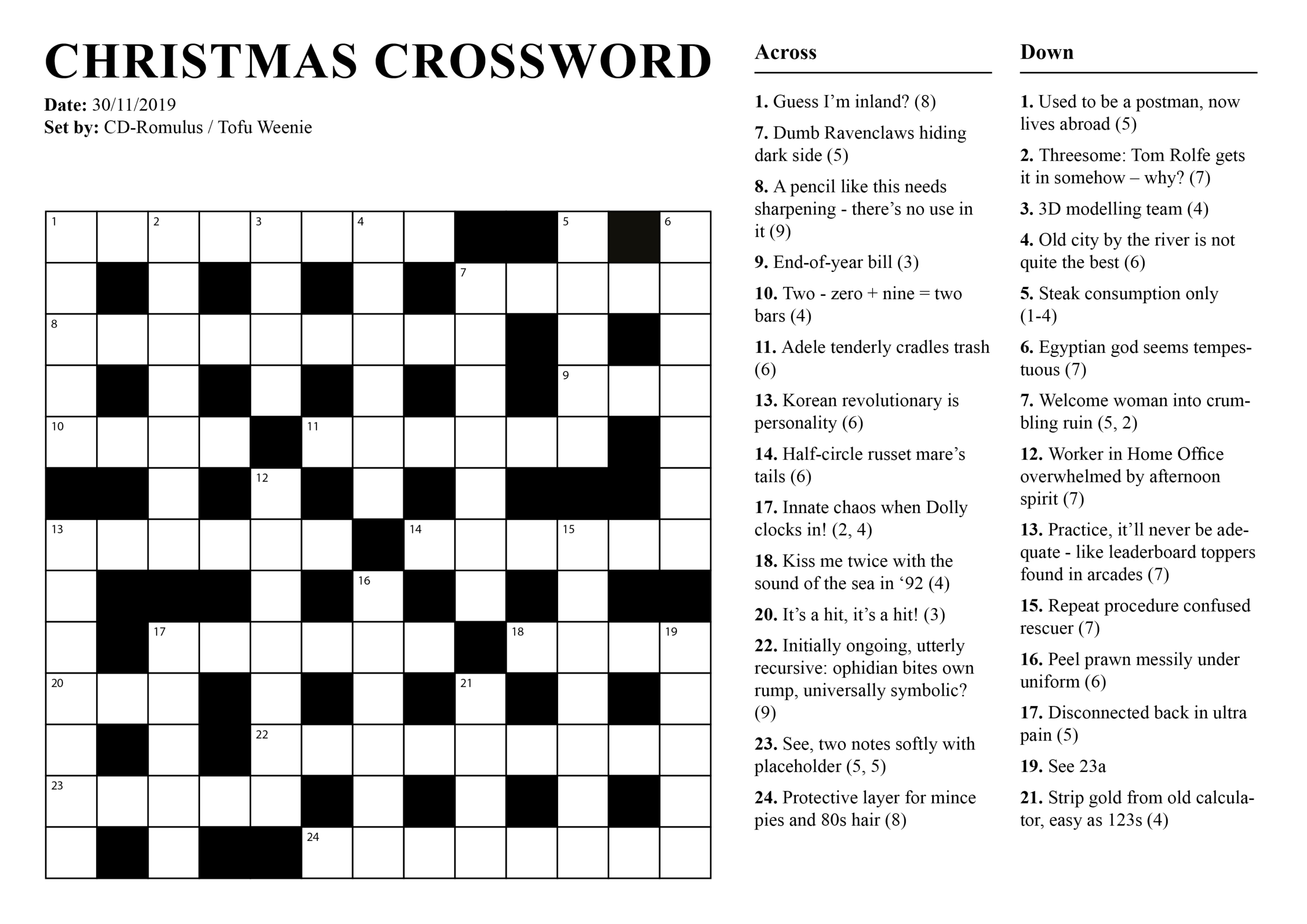 potd christmas crossword r crosswords throughout christmas cheer crossword clue scaled Potd: Christmas Crossword! : R/Crosswords throughout Christmas Cheer Crossword Clue