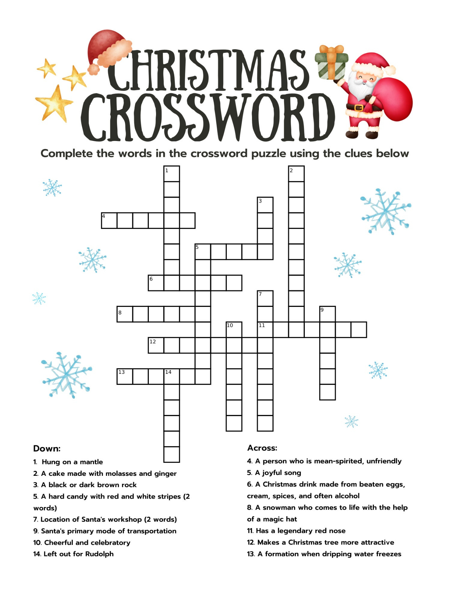 Printable Christmas Crossword Puzzle With Answer Key (Digital in A Brown Christmas Crossword