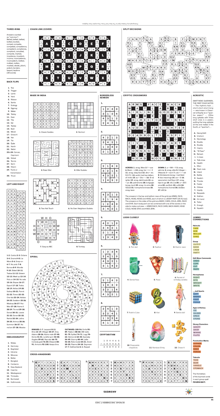 Ny Times Christmas Crossword