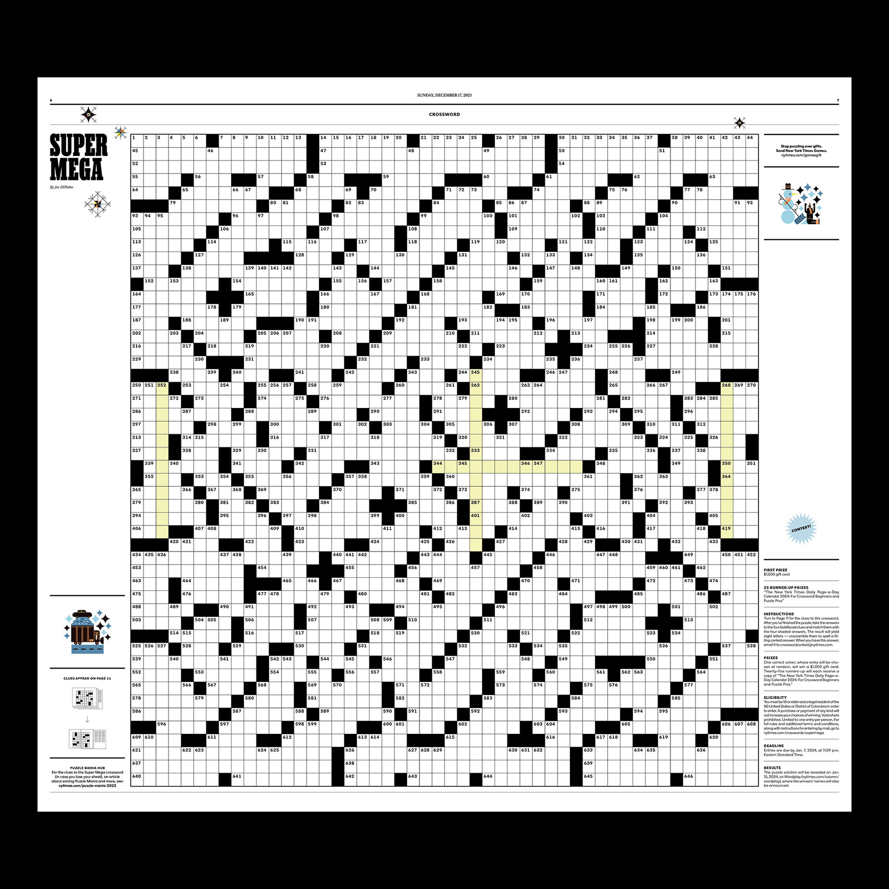 Puzzle Mania 2023 Contest Rules - The New York Times with regard to New York Times Christmas Crossword