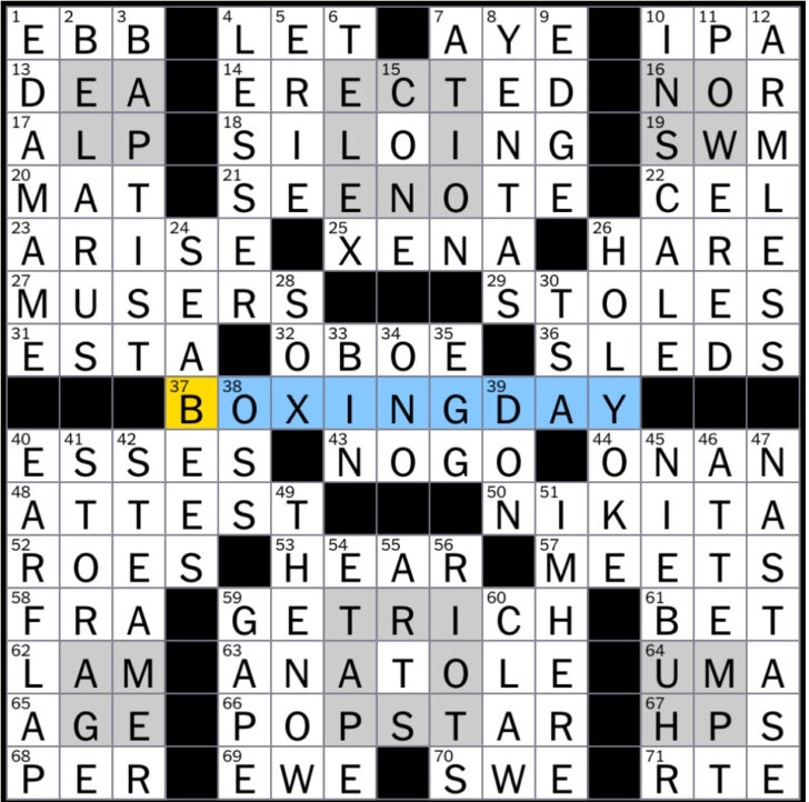 It Falls on the Eve of Christmas Eve Nyt Crossword