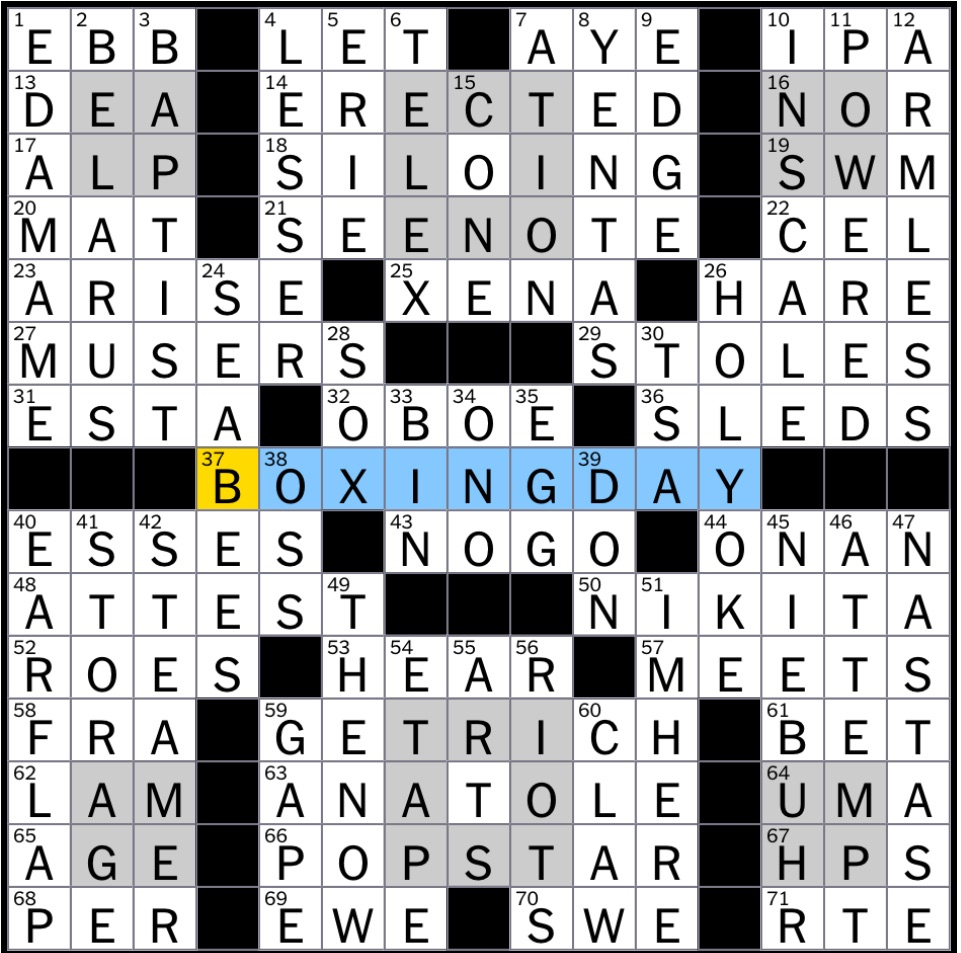 rex parker does the nyt crossword puzzle tv warrior princess with it falls on the eve of christmas eve nyt crossword Rex Parker Does The Nyt Crossword Puzzle: Tv Warrior Princess with It Falls On The Eve Of Christmas Eve Nyt Crossword