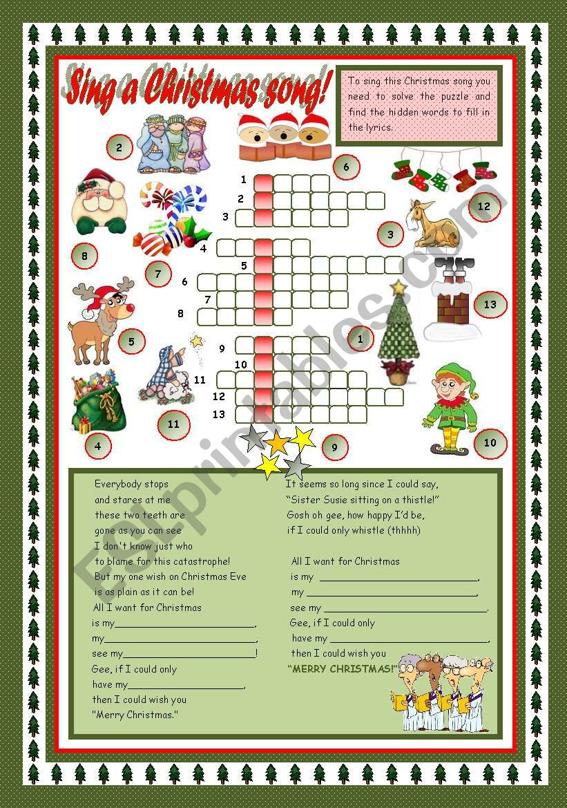 sing a christmas song esl worksheetmariaolimpia throughout sing a song christmas crossword puzzle Sing A Christmas Song! - Esl Worksheetmariaolimpia throughout Sing a Song Christmas Crossword Puzzle