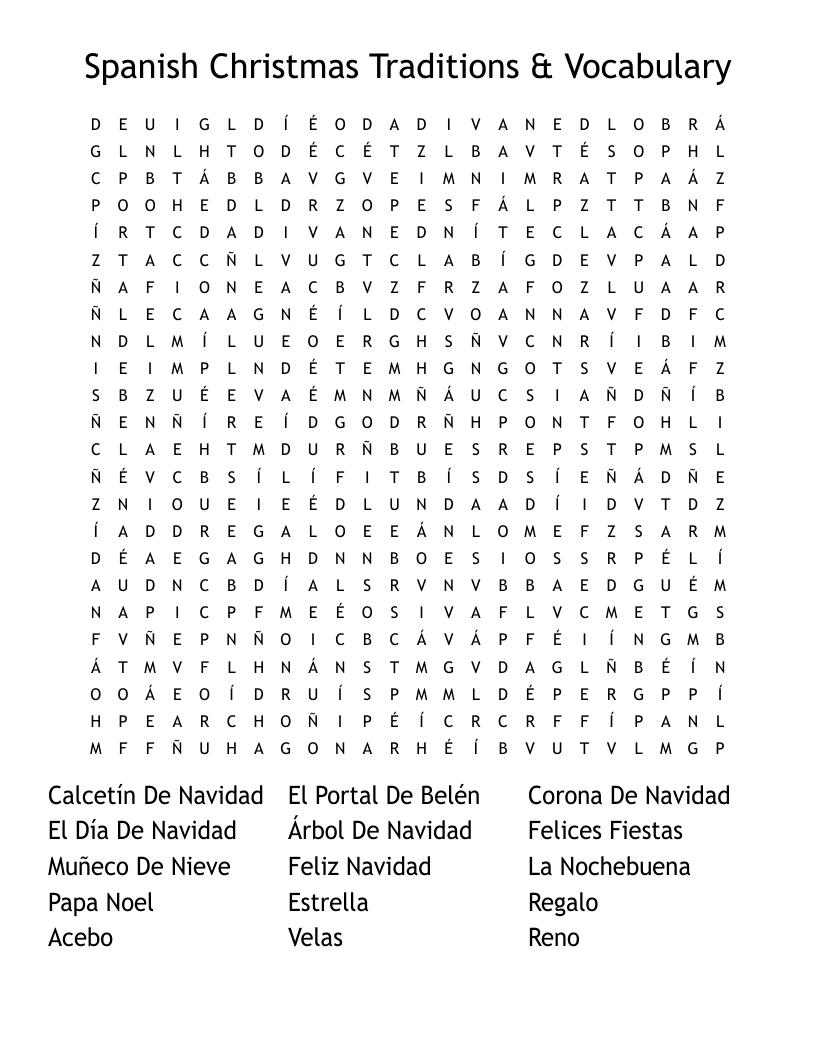 spanish christmas traditions vocabulary word search wordmint with regard to christmas crossword puzzle in spanish Spanish Christmas Traditions & Vocabulary Word Search - Wordmint with regard to Christmas Crossword Puzzle In Spanish