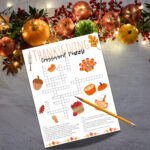 Thanksgiving Crossword Puzzle   Etsy With Regard To Christmas Dinner Centerpiece Crossword Clue 3 Letters
