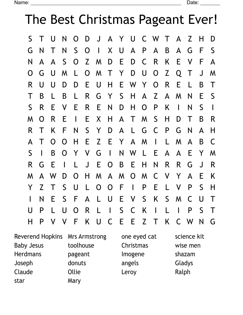 the best christmas pageant ever word search wordmint with regard to the best christmas pageant ever crossword puzzle The Best Christmas Pageant Ever! Word Search - Wordmint with regard to The Best Christmas Pageant Ever Crossword Puzzle