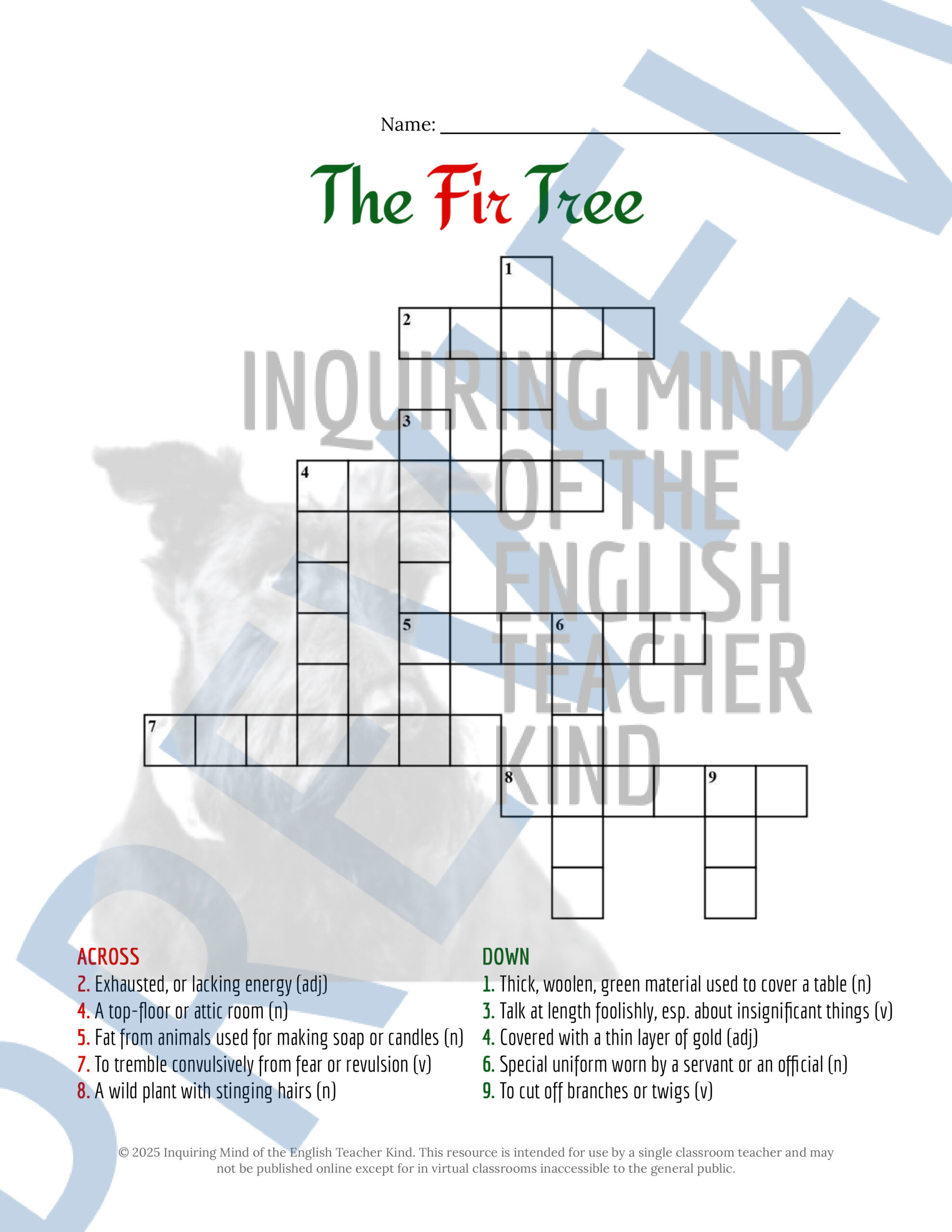 the fir treehans christian andersen vocabulary games with slender christmas candle crossword clue scaled The Fir Tree"Hans Christian Andersen Vocabulary Games with Slender Christmas Candle Crossword Clue