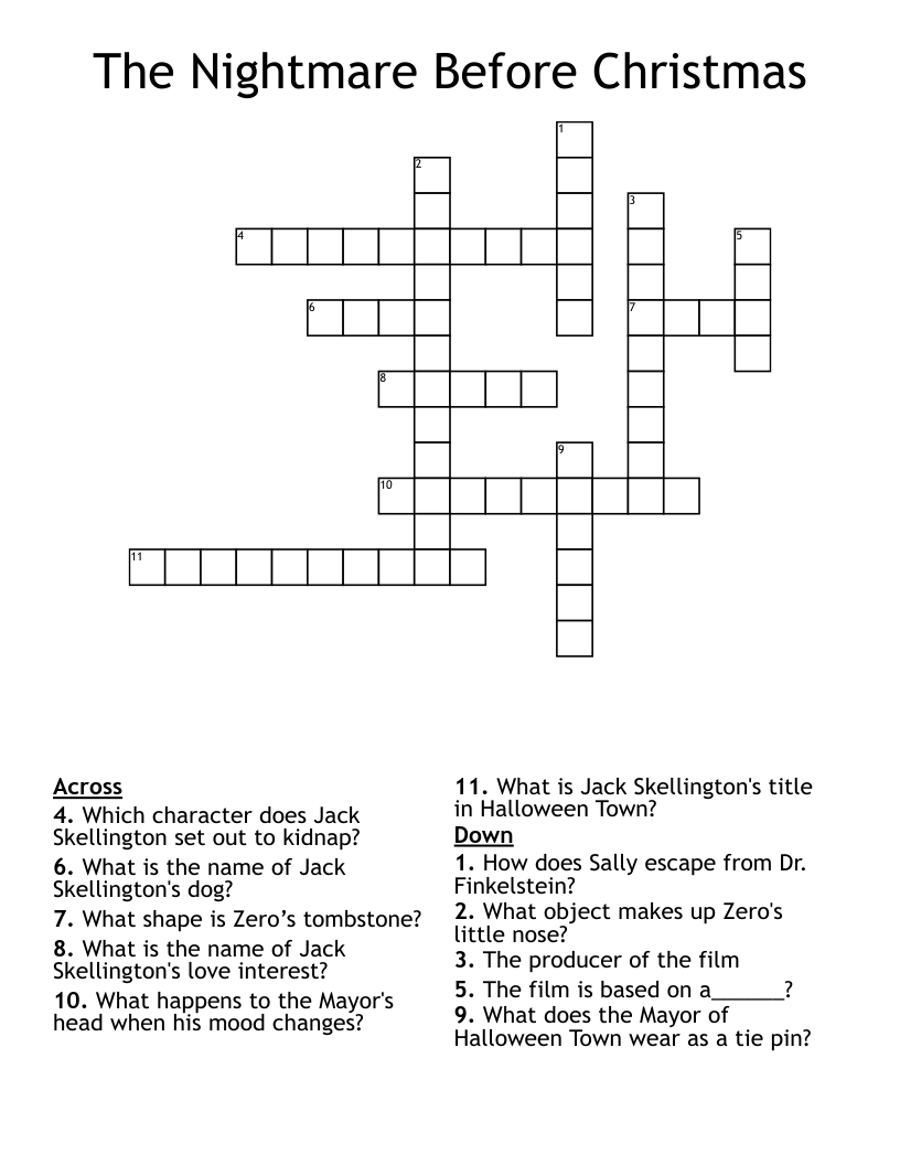 the nightmare before christmas crossword wordmint with regard to halloween town leader in the nightmare before christmas crossword clue The Nightmare Before Christmas Crossword - Wordmint with regard to Halloween Town Leader in the Nightmare Before Christmas Crossword Clue
